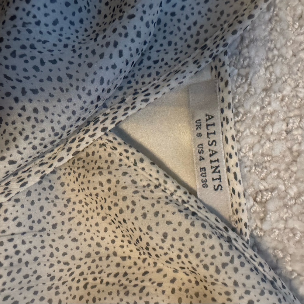 All Saints Dayla Speckled Cream Asymmetrical Dress - Picture 5 of 5